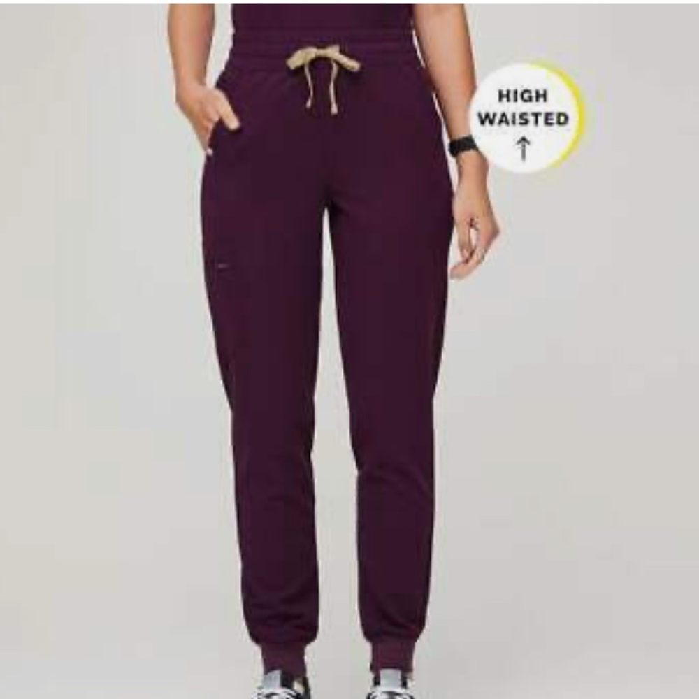 Figs Zamora High Waisted Medium Tall DEEP PURPLE joggers